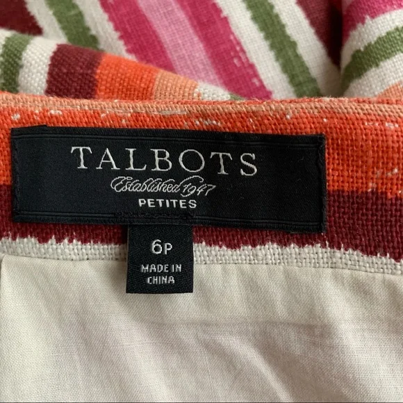 •Talbots• 100% Linen Striped Pencil Skirt - Size 6P - Picture 2 of 9